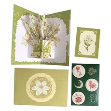 Maket Gamseong 謝謝花束立體卡百合4p一套, 混色, 1組