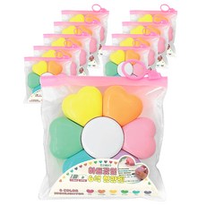 iiGEN 朝鮮文具心型花瓣螢光筆 6 種 x 10 套, 混色, 1組