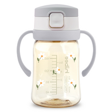 hibee Eightvent按壓式PPSU吸管杯, 1個, 灰色(雛菊款), 170ml