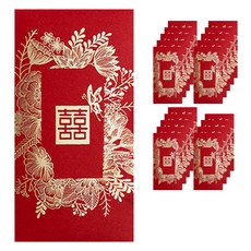 Maket Gamseong 金色裝飾高級紅包袋百朵花, 20個