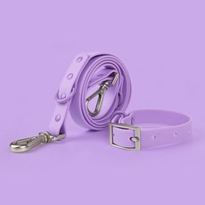 애구애구 강아지 워터프루프 아쿠아 목줄 + 리드줄 세트, 퍼플, 1세트