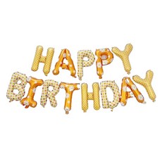 WOW PARTY KOREA HAPPY BIRTHDAY 橘色雛菊字母生日鋁箔氣球組, 單一顏色, 2套
