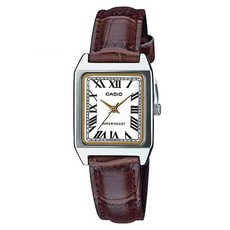 CASIO 卡西歐 女款方形皮革指針腕錶