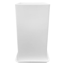 DAILED PLUS 塑膠室內裝飾長方形盆 + 底盤組, 1個, 白色