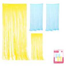 PARTYSHOW 派對裝飾 銀箔流蘇窗簾 2種 x 2件組, 粉彩黃, 粉彩藍, 1套