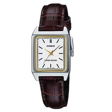 CASIO 卡西歐 女款方形皮革指針腕錶