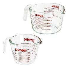 파이렉스 내열유리 오리지날 계량컵 250ml + 1L 세트, 투명, 1세트