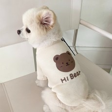 Bonjour Toutou 小狗冰淇淋 Hi bear T恤, 1個, 奶油色