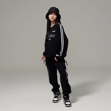 女童膠帶裝潢工裝慢跑褲