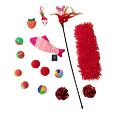 딩동펫 고양이 캐릭터 캣츠스틱 장난감 15종 세트, 레드, 1세트