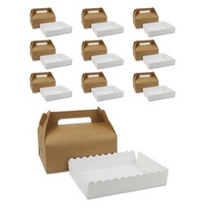 아이엔피 24 조립식 핸들쿠키상자 대 20 x 15 x 10.5 cm + 밑지 세트, 크라프트, 10세트
