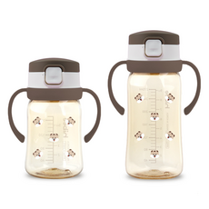 하이비 유아용 PPSU 에잇벤트 원터치 빨대컵 170ml + 270ml 세트, 다람이초코브라운, 1세트