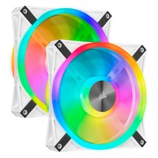 CORSAIR 海盜船 系統散熱器 140mm iCUE QL140 RGB PWM White Dual Fan Kit with Lighting Node CORE, 白色, 2個