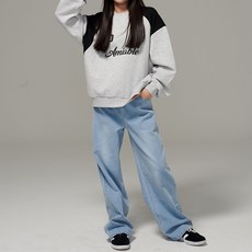 女童淺藍色水洗寬牛仔褲