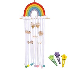 LivingDA 彩虹髮夾整理架+花髮夾3件套, 髮夾收納袋(彩虹)+花髮夾(隨機出貨), 1組