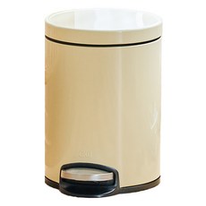 EKO 라운드조이 페달 휴지통 5L, 크림, 20.5 x 26.8 x 28.6 cm