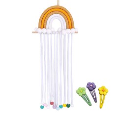 LivingDA 彩虹髮夾整理架+花髮夾3件套, 棕色(整理架)+隨機出貨(花髮夾), 1組