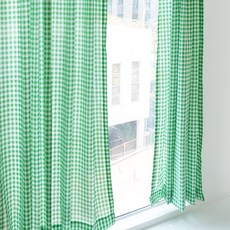 SCOHOme 韓國製造 酣睡格紋四季遮擋簾 2入, 格紋綠