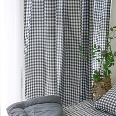 SCOHOme 韓國製造 Danjam Check 四季重點遮蔽簾, 格紋炭灰