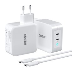 Choetech 雙C型PD 100W GaN手機筆電高速充電器, 白色, 1個