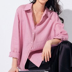 Paperments 女款法式寬鬆休閒翻領襯衫 22882