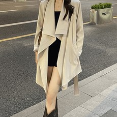 비비에모 여성용 오픈숄 하프 벨티드 글랜 자켓 07178