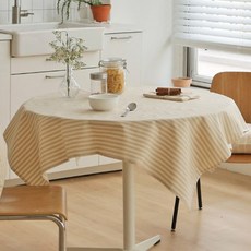 DECOTONIK 燕麥色中條紋布料桌布, 2人(120 x 120 cm), 單一顏色