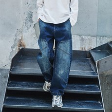 韓國 BLUETAIL 男童款洗舊感牛仔寬褲 AYG3PT02NV