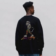 원헌드레드퍼센트 남녀공용 OHPxGOODD4 bMr 라이언 크루넥 면 긴팔 티셔츠