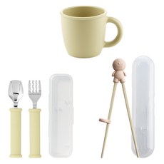 sillymann 兒童奶油色矽膠上學準備組, 奶油黃色, 1套