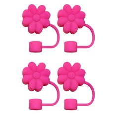 라인스미스 실리콘 스탠리 텀블러 호환 텀꾸 플라워 빨대 마개, 핫핑크, 4개