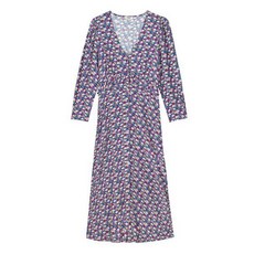 Cath Kidston 女款荷葉邊T恤自我呵護小碎花人造絲洋裝, 海軍藍
