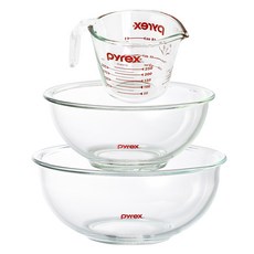 파이렉스 계량컵 250ml + 믹싱볼 1400ml + 믹싱볼 2400ml 세트, 혼합색상, 1세트