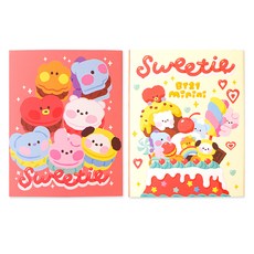 STUDIO EIGHT BT21 minini 4層便利貼 2款套組, 象牙白 + 粉紅色, 1套