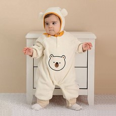 조이멀티 유아용 동글 베베 곰돌이 우주복 + 보넷 세트