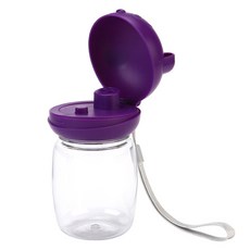 Lanboer Tammy Bear寵物外出按壓式飲水瓶, 1個, 葡萄紫