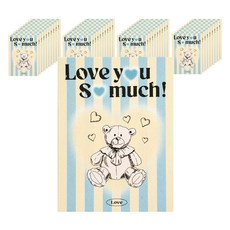 Hands Pick 愛心熊留言卡, 藍色, 40個