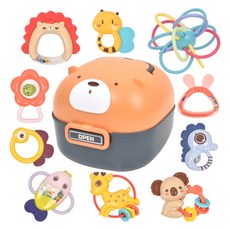 OZ TOY 小熊收納盒搖鈴固齒器10件組, 混合色, 1套