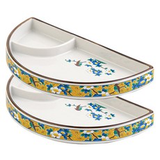 일본풍 나눔 회 초밥 접시 반달, 옐로우동백, 2개