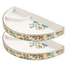 日式生魚片分隔盤 半月形, 米色山茶花, 2個