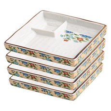 일본풍 나눔 회 접시 정사각형, 베이지 동백, 4개