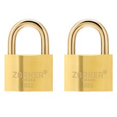 ZARKER 黃銅掛鎖 普通鑰匙 B32, 2個