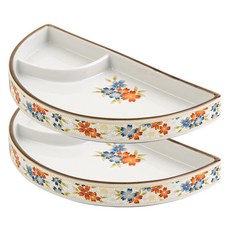 日式生魚片分隔盤 半月形, 金色櫻花, 2個