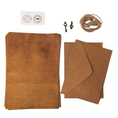 만들하비 고급 크래프트 빈티지 편지지 봉투 포장 세트, 양피지(편지지), 랜덤발송(스티커), 1세트