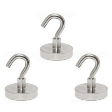 超強力釹磁鐵掛鉤 42mm TJ10T, 銀色, 3個