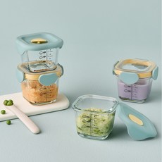 LocknLock 樂扣樂扣 Little Luv幼兒扣蓋保鮮罐, 4個, 天藍色, 260ml