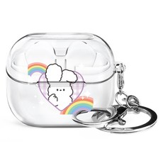 Imooi Posomi 三星 Galaxy Buds3 Buds3 Pro 通用透明鑰匙圈保護殼, 1個, 單一商品, 愛心