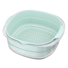 데일리픽 자동 물빠짐 투명 이중 채반, 민트, 1개