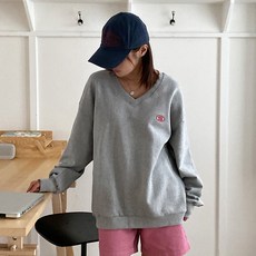 린다샵 우르바 브이넥 러블리 자수 오버핏 맨투맨 cpt15664k48