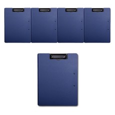 Mandeulhabi 封面式 附蓋式 雙向板夾 夾式 A4文件夾, 5個, 海軍藍
